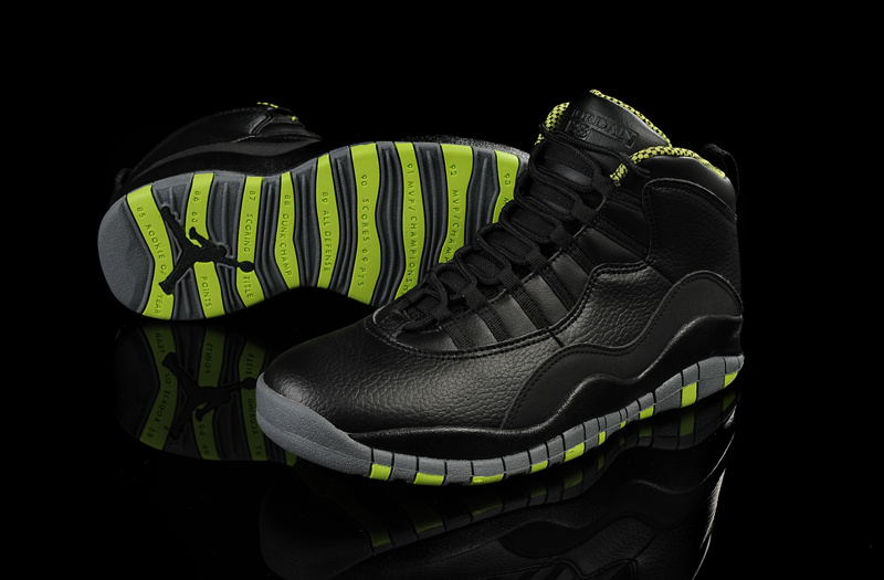 Air Jordan 10 Mens Shoes Black/Green Online